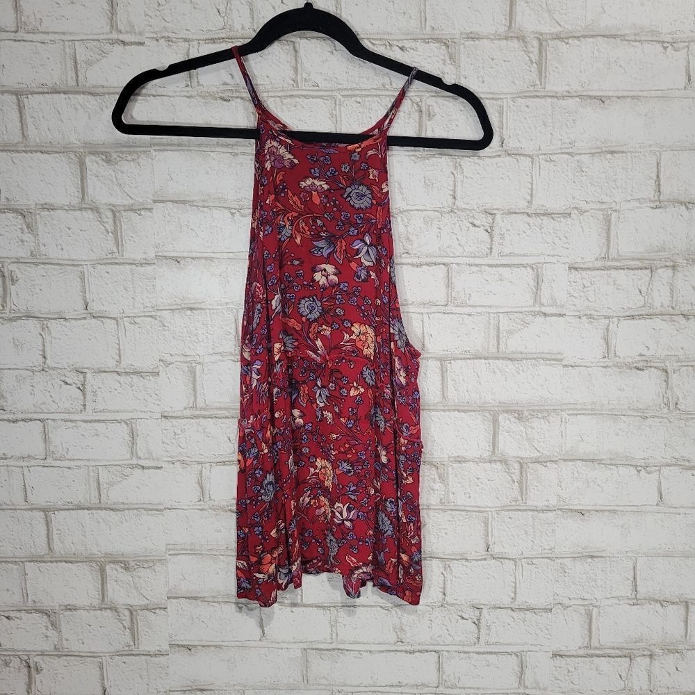 AEO half button down floral tank